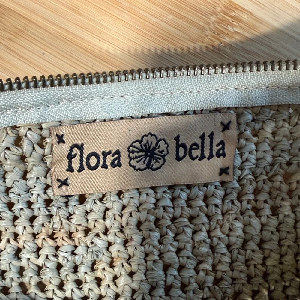 Flora Bella Chic Tan Bohemian Raffia Beach Clutch Purse